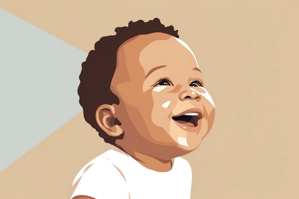 Baby laughing portrait smiling. AI generated Image by rawpixel.