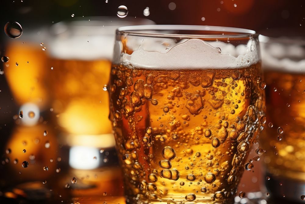 Glass beer bubble drink. AI Free Photo rawpixel