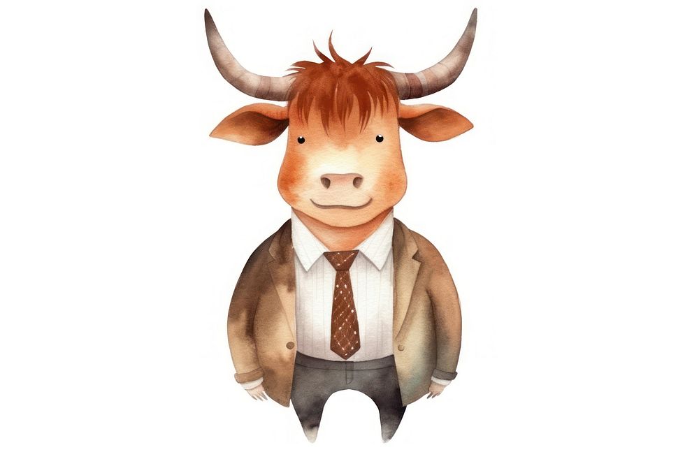 Bull businessperson animal livestock cartoon. AI generated Image by rawpixel.