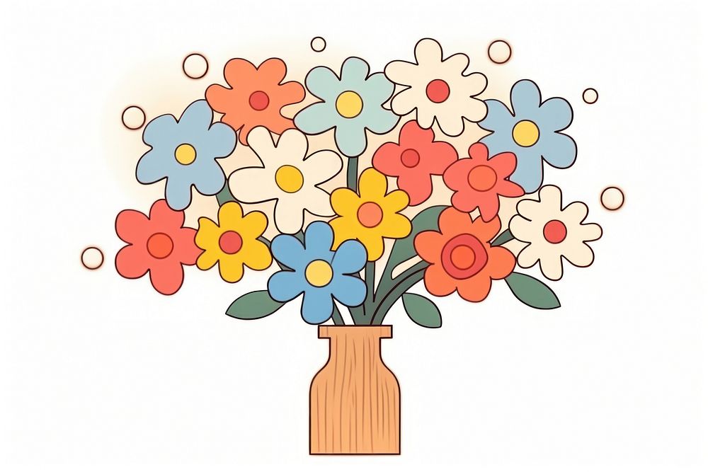 Flower bouquet pattern drawing plant. AI generated Image by rawpixel.
