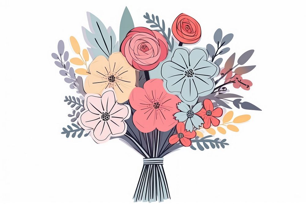 Flower bouquet pattern drawing sketch. AI generated Image by rawpixel.