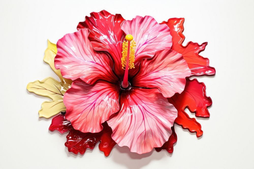 Hibiscus flower petal plant white background. AI generated Image by rawpixel.
