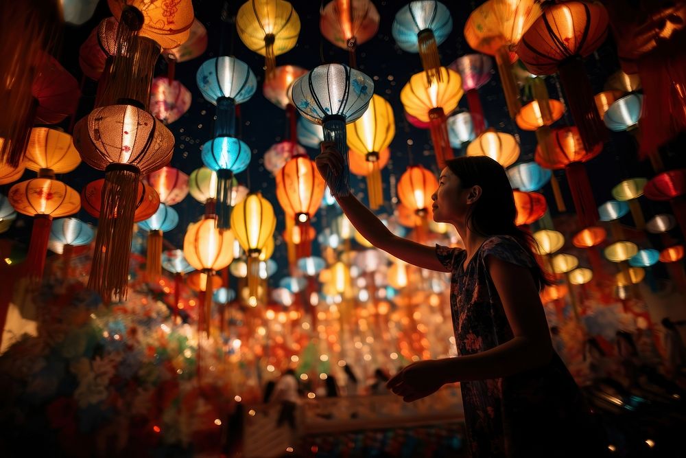 Festival lighting lantern celebration. AI generated Image by rawpixel.