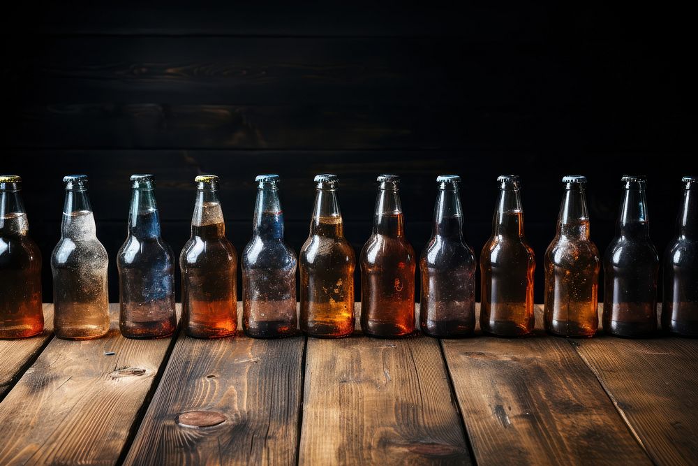 Beer bottles beer glass table. AI generated Image by rawpixel.