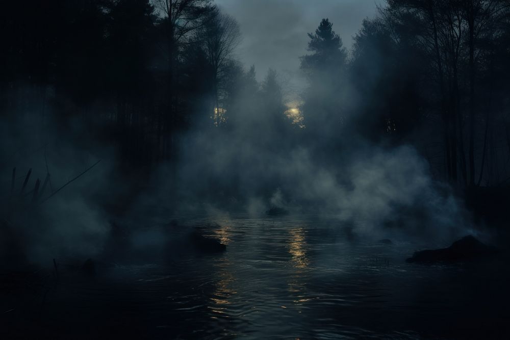 Night outdoors nature smoke. AI generated Image by rawpixel.