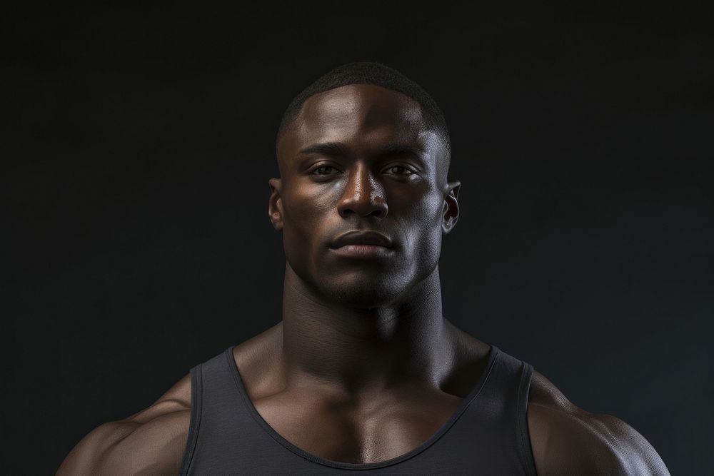 Dark-skinned male athlete portrait adult face. AI generated Image by rawpixel.