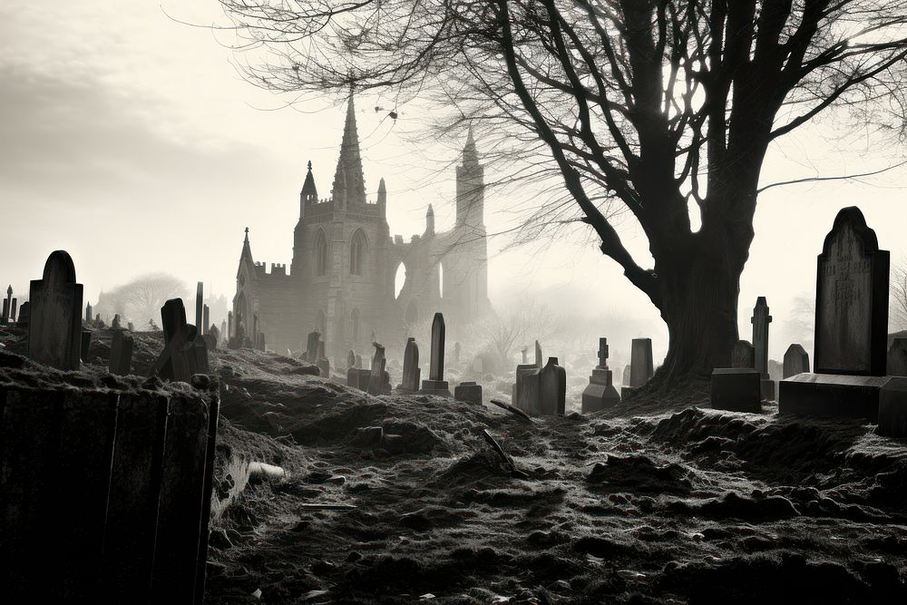 Old graveyard architecture tombstone building. AI generated Image by rawpixel.