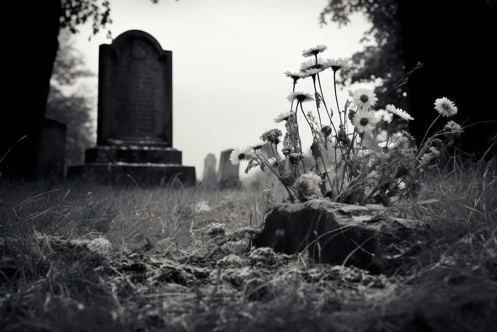 Old graveyard tombstone outdoors cemetery. AI generated Image by rawpixel.