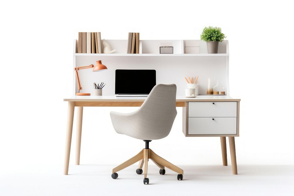 Modern working table kid furniture computer chair. AI generated Image by rawpixel.