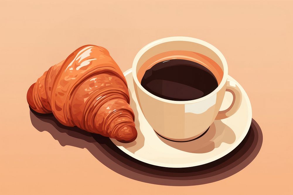 Croissant coffee drink food. 