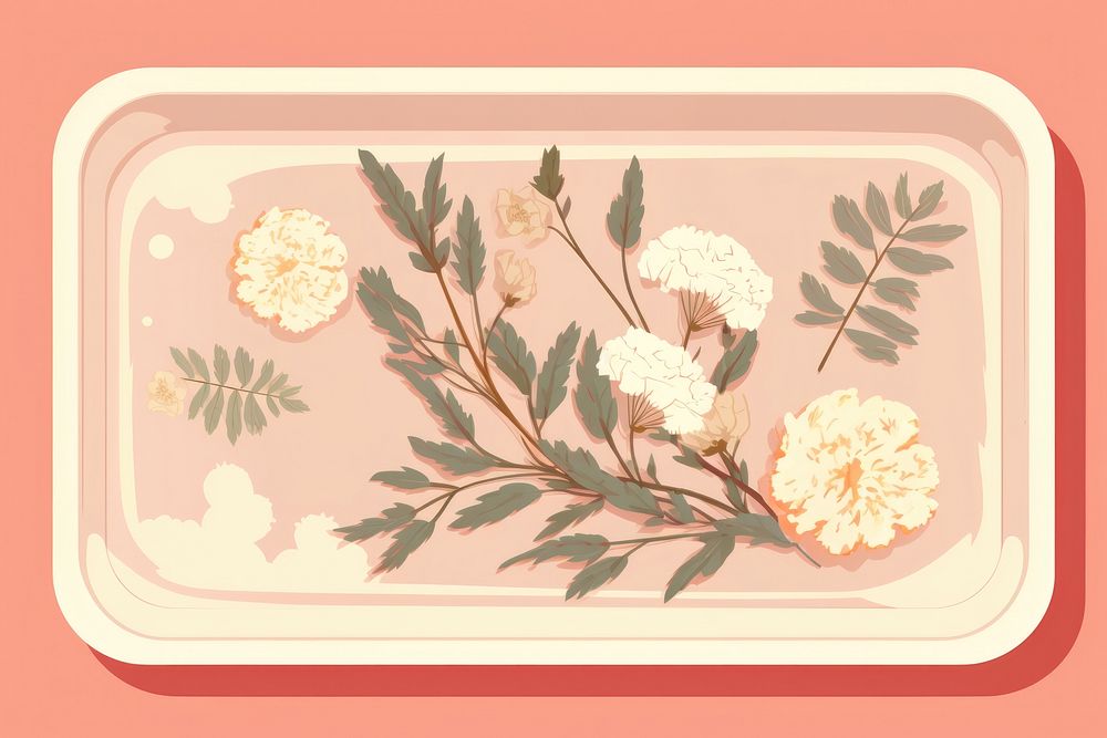Glass tray flower pattern plant. AI generated Image by rawpixel.