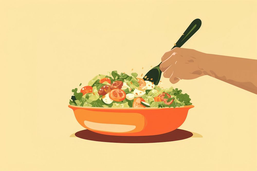 Cesar Salad cooking salad hand. AI generated Image by rawpixel.