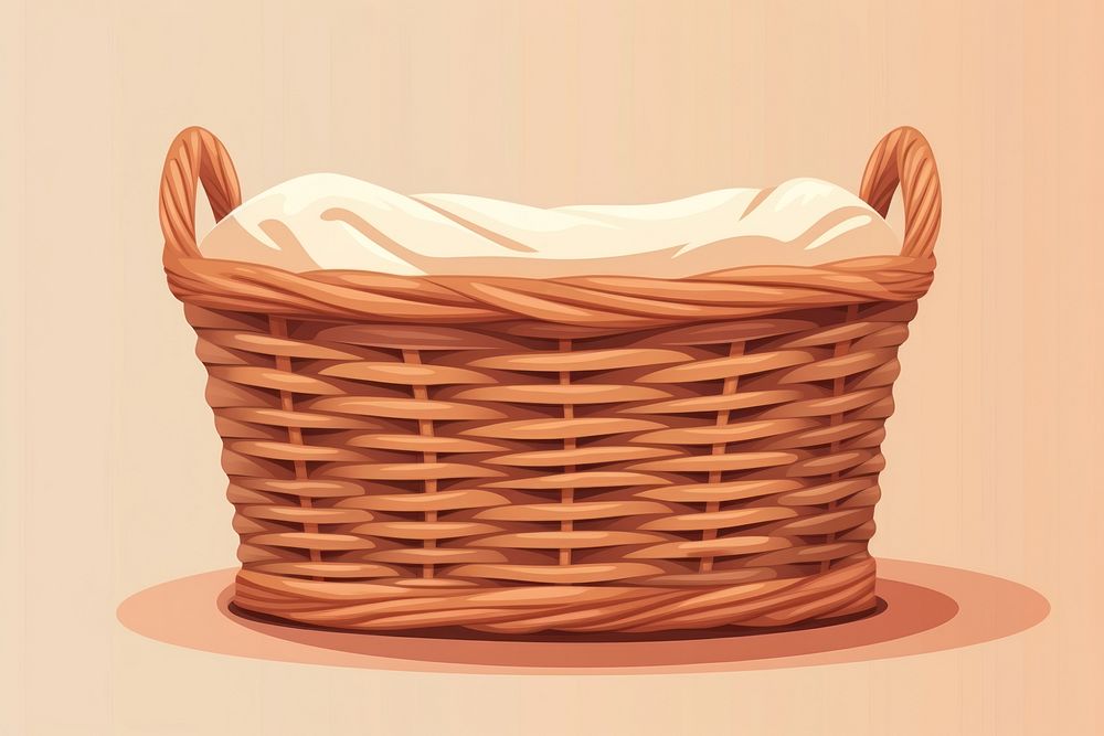 Brown wicker laundry basket container furniture pattern. AI generated Image by rawpixel.