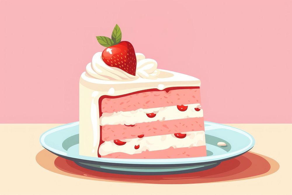 Strawberry Cake strawberry cake dessert. AI generated Image by rawpixel.