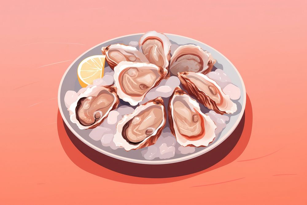 Oysters oyster plate seafood. AI generated Image by rawpixel.