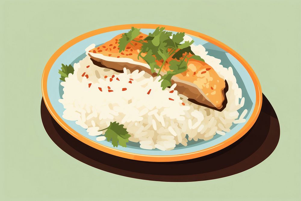 Rice plate food meal. AI generated Image by rawpixel.