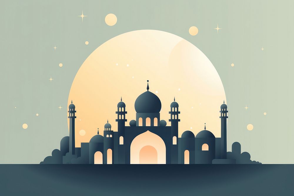 Eid Mubarak day architecture crescent building. AI generated Image by rawpixel.