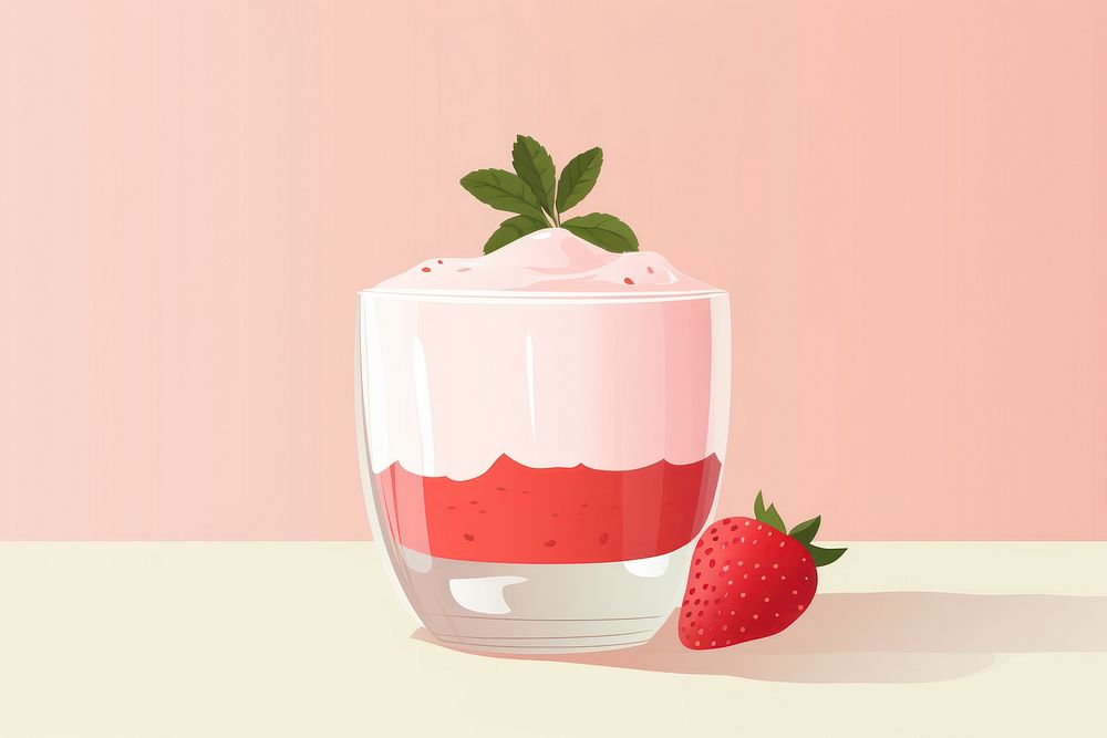 Strawberry panna cotta strawberry dessert fruit. AI generated Image by rawpixel.