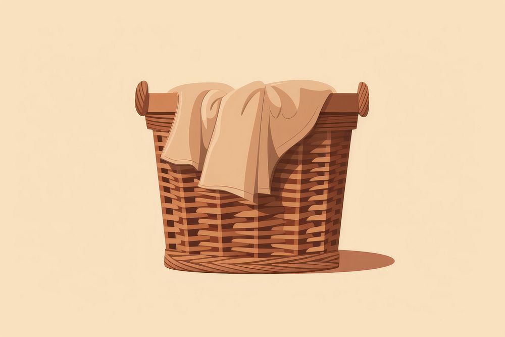 Brown wicker laundry basket container letterbox textile. AI generated Image by rawpixel.