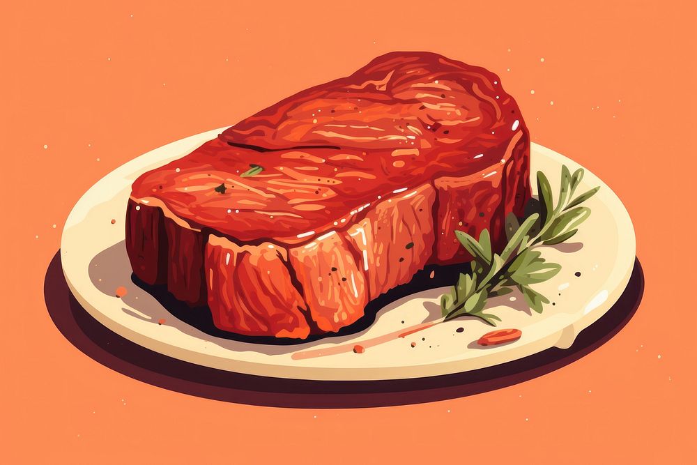 Cooked Steak plate steak meat. AI generated Image by rawpixel.