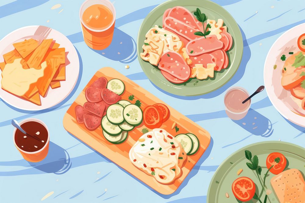 Picnic foods brunch lunch plate. AI generated Image by rawpixel.