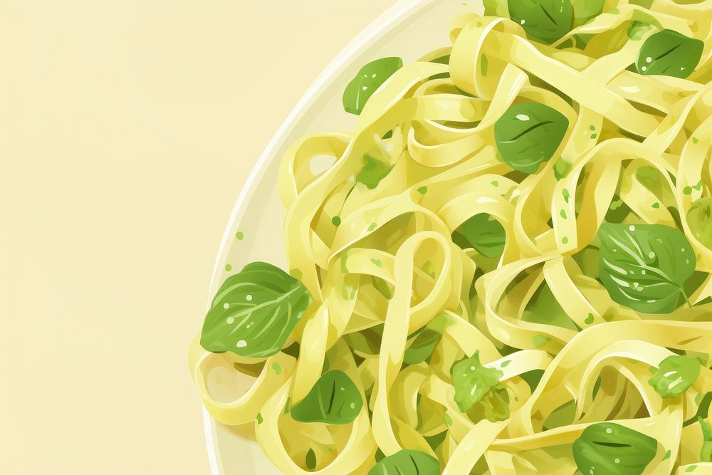 Fettuccine pesto spaghetti pasta food. AI generated Image by rawpixel.