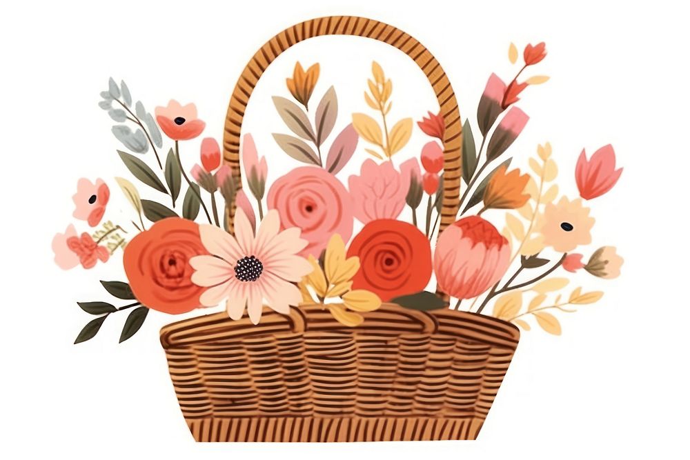 Flower bouquet basket pattern plant. AI generated Image by rawpixel.
