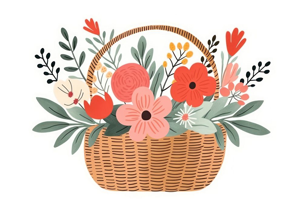 Flower bouquet basket pattern plant. 