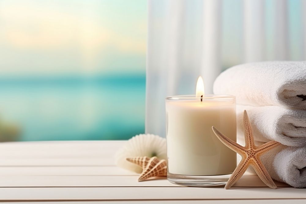 Spa candle towel tranquility. 