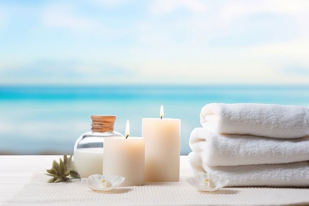 Spa candle towel tranquility. 