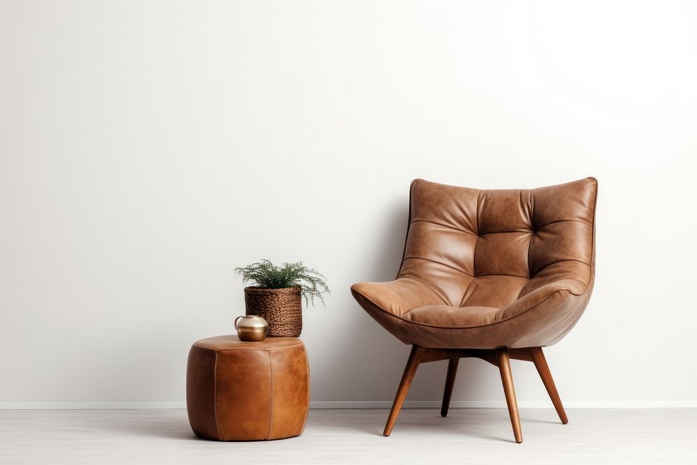 Armchair furniture stool brown. AI generated Image by rawpixel.