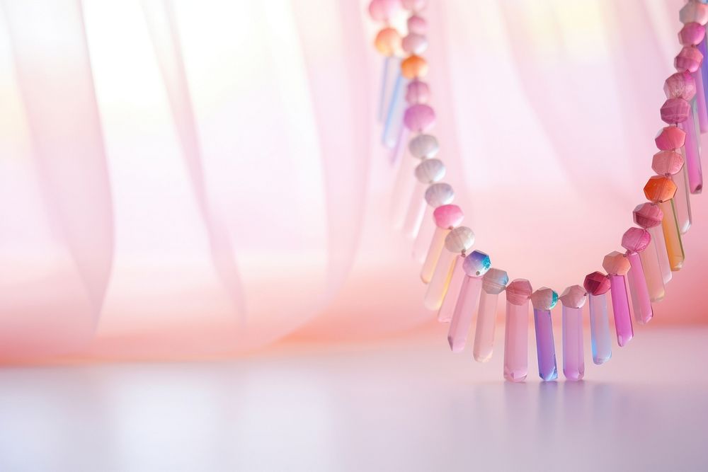 Rainbow bead minimal necklace jewelry pink. 