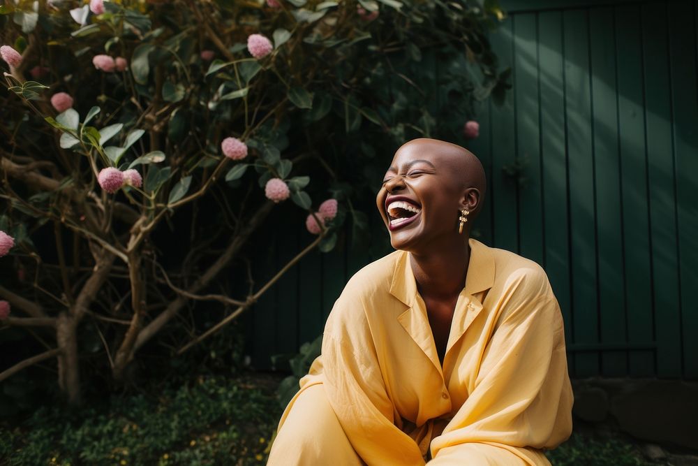 Happy black woman smiling. 