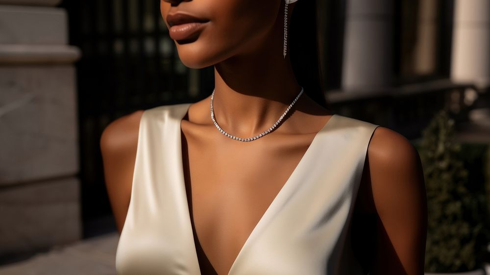 Luxurious diamond necklace, jewelry. AI generated Image by rawpixel.