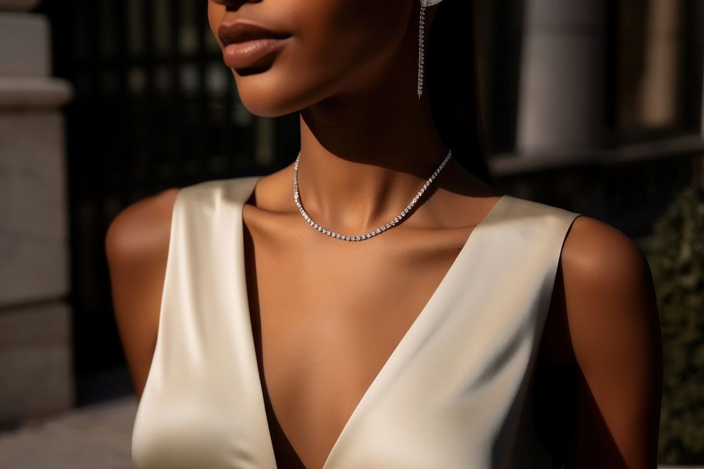 Luxurious diamond necklace, jewelry. AI generated Image by rawpixel.