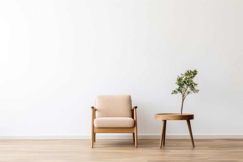 Armchair furniture wood architecture. AI generated Image by rawpixel.