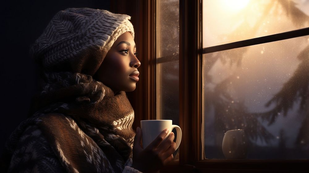 Woman looking out the window. AI generated Image by rawpixel.