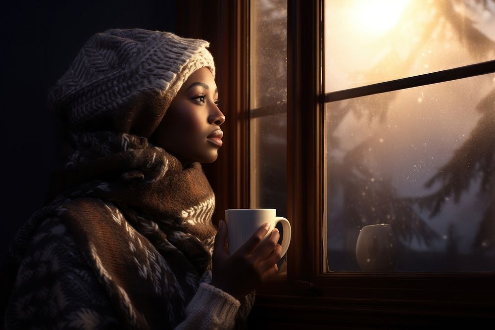 Woman looking out the window. AI generated Image by rawpixel.