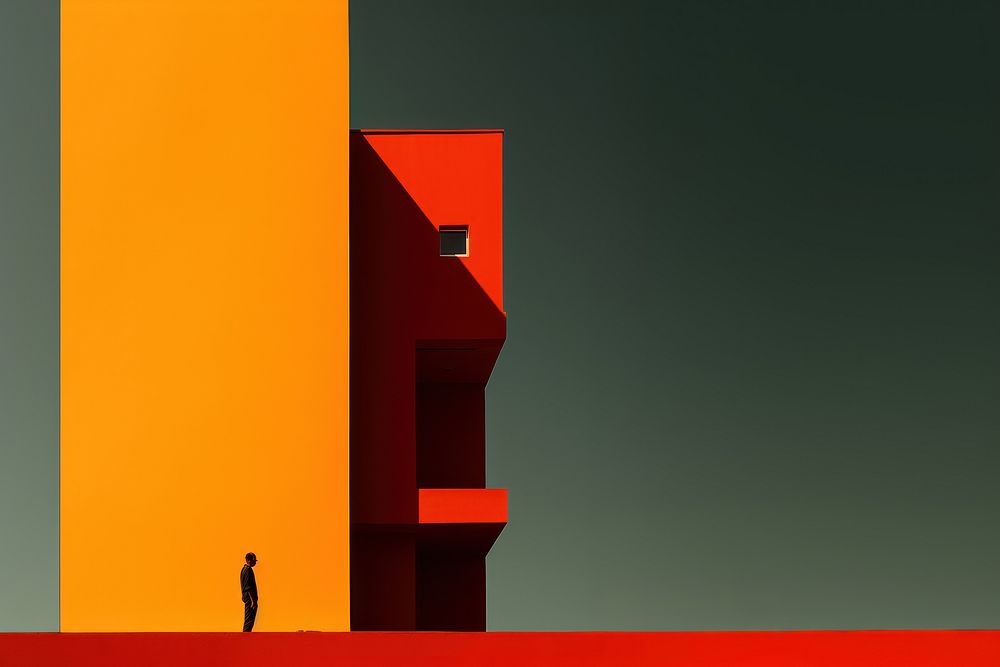Abstract orange building, architecture. AI generated Image by rawpixel.