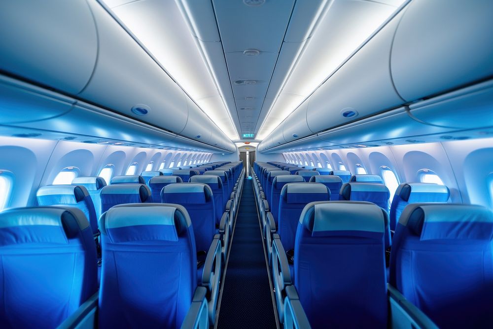 Airliner aircraft aisle. AI generated Image by rawpixel.