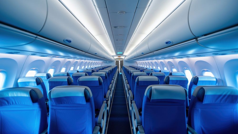 Airliner aircraft aisle. AI generated Image by rawpixel.