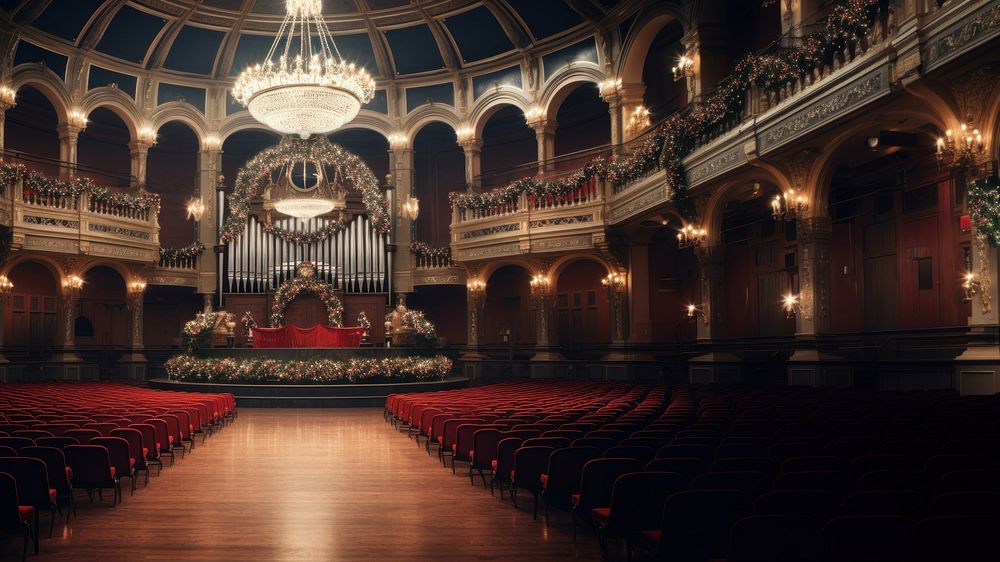 Christmas decoration architecture auditorium chandelier. 