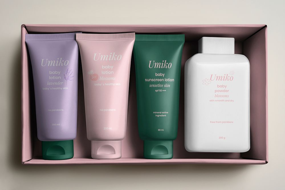 Skincare set mockup, product packaging psd