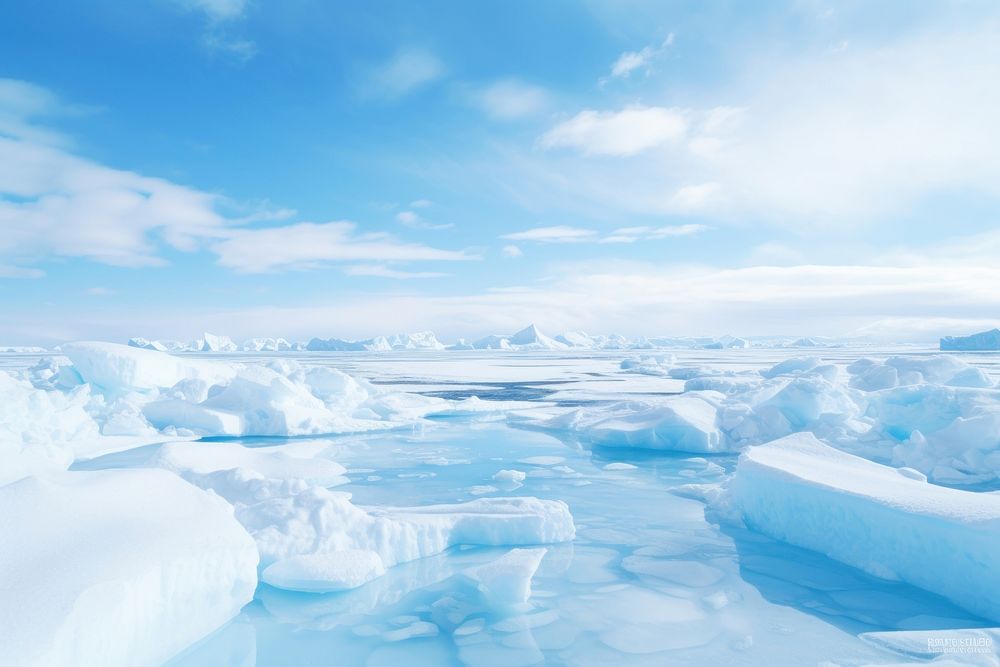 Ice land floating sky landscape outdoors. AI generated Image by rawpixel.