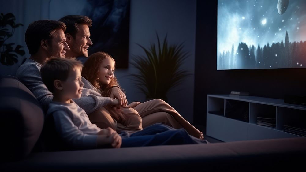 Family watching movie together. AI generated Image by rawpixel.