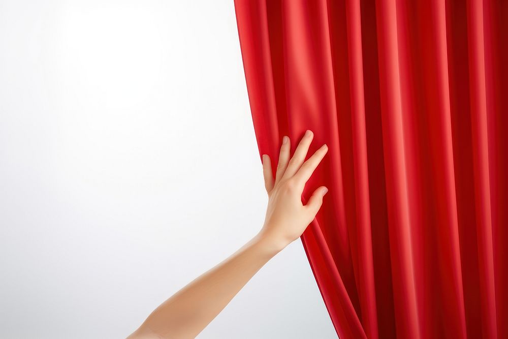 Hand open red curtain. AI generated Image by rawpixel.