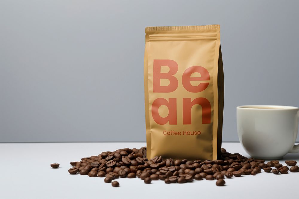 Coffee bean bag mockup psd