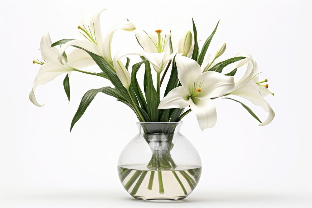 Lilies arrangement vase flower plant. AI generated Image by rawpixel.