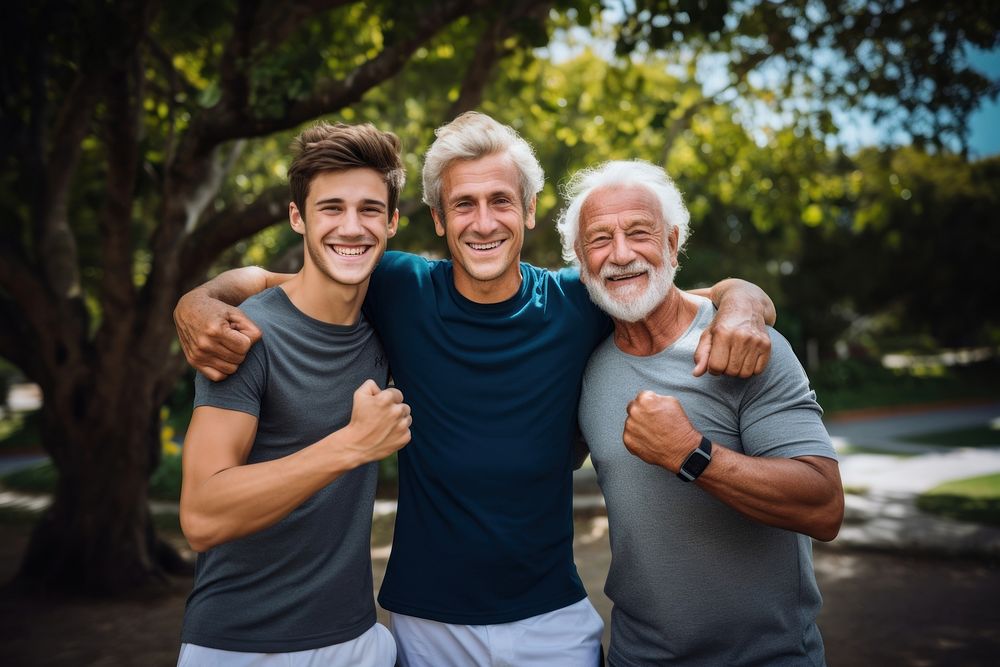 Happy family portrait laughing outdoors. 