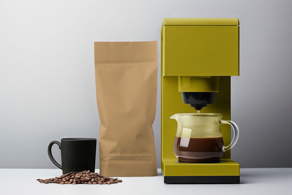 Coffee machine mockup, product packaging psd